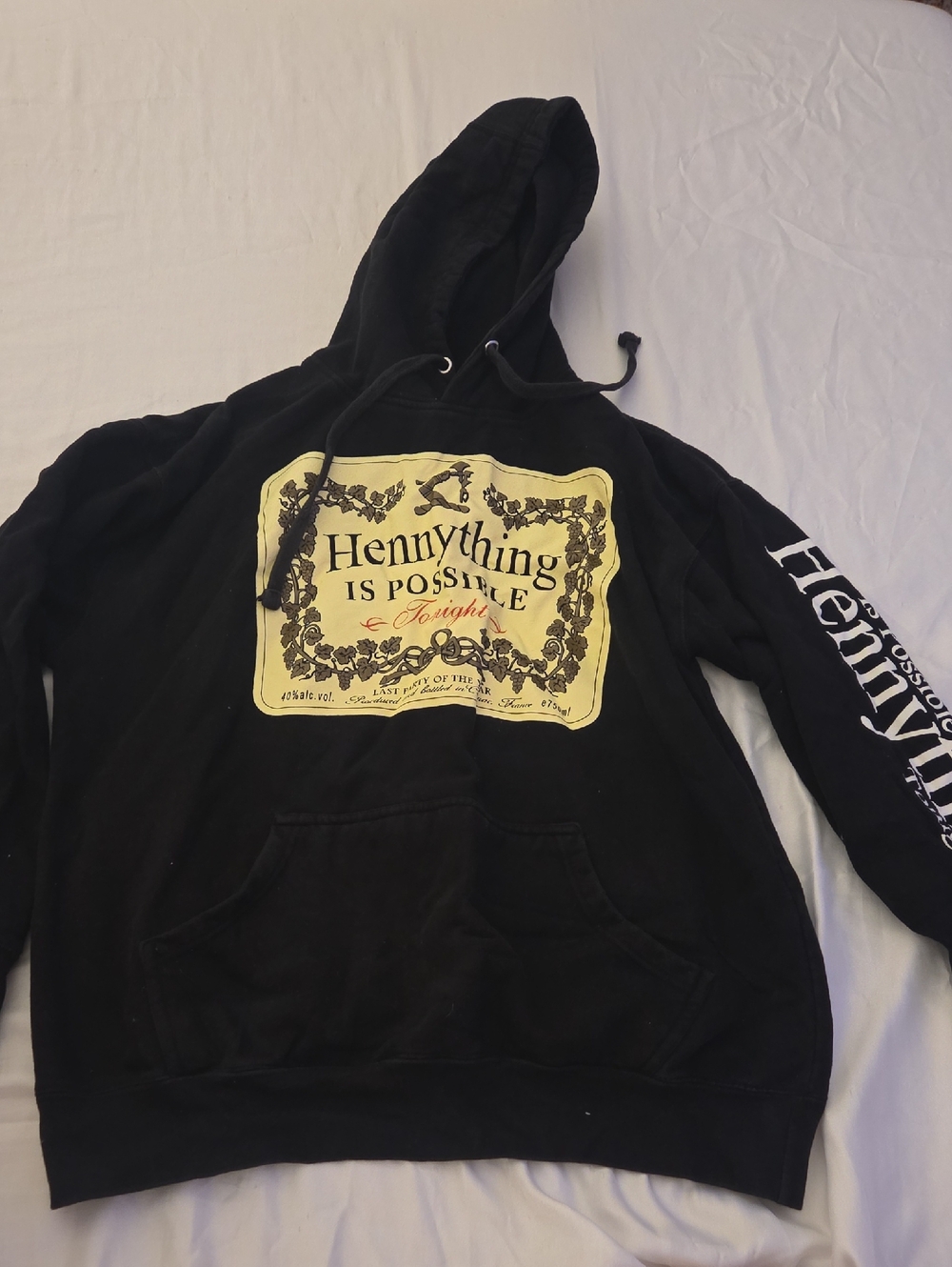 Fashion Nova Black Hoodie with Yellow Graphic